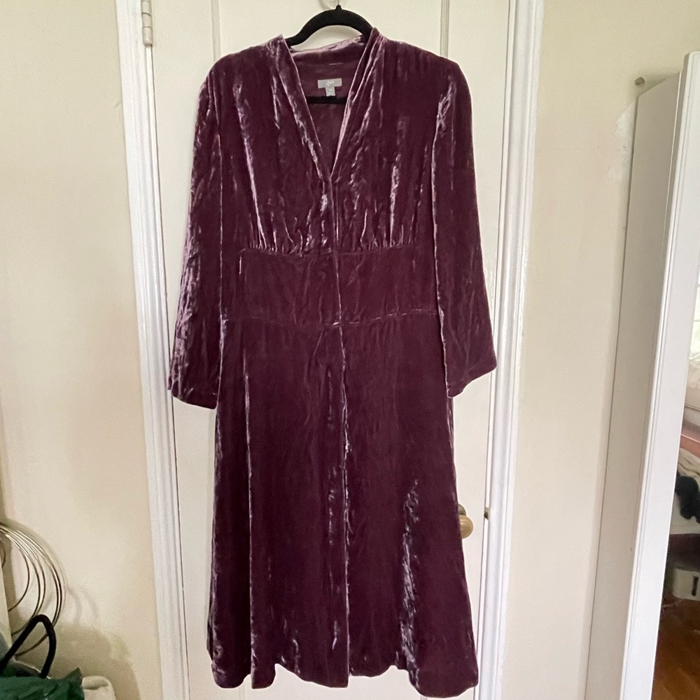 J. Jill crushed velvet button down dress in winterberry